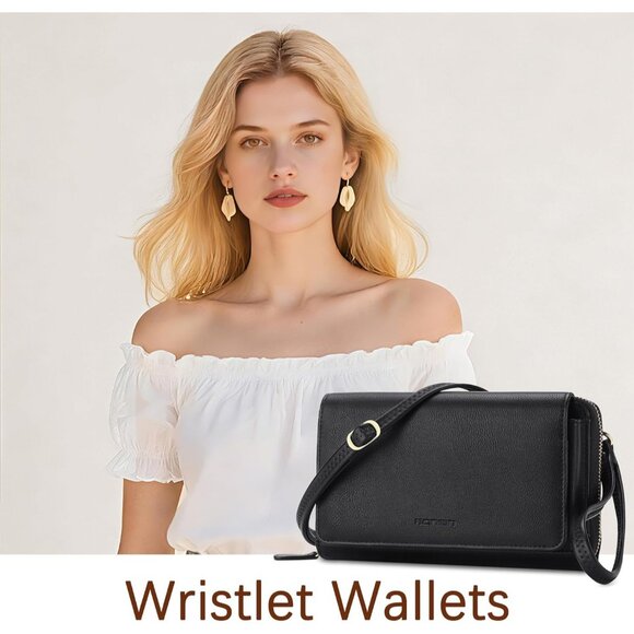 Women’s 01-black Leather Imported Zipper Purses Crossbody Bag - Picture 8 of 8